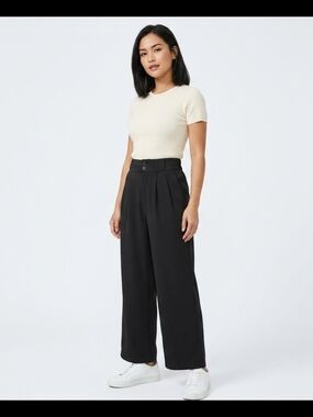 HALARA Black High-Waist Wide Leg Pleated Pants